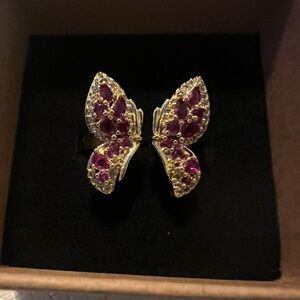 SOLD***Beautiful Gold Vermeil Natural Stone Butterfly Ring